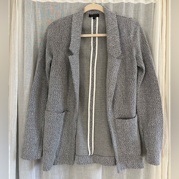 Topshop Heather Gray Blazer-Style Knit Cardigan Sweater size 0 - Picture 3 of 8